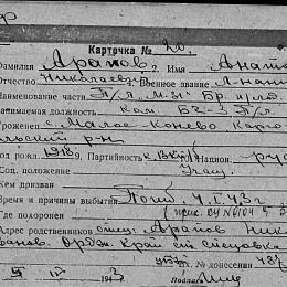 Карточка учета на Арапова А.Н.