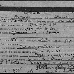 Карточка на погибшего Беланова Н.М.