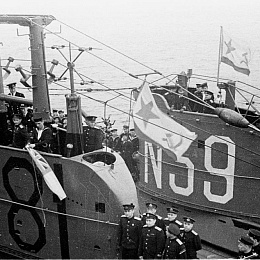 Церемония передачи CCCР ПЛ "Sunfish" (N-81) и "Ursula (N-59)". Розайт, 30 мая 1944 г.