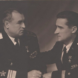 Вице-адмирал Г.И.Щедрин и капитан 1 ранга Б.М.Лях. Москва, март 1962.