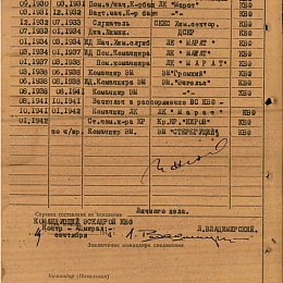 Послужной список прохождения службы в КА и ВМФ от 19 сентября 1944 г.